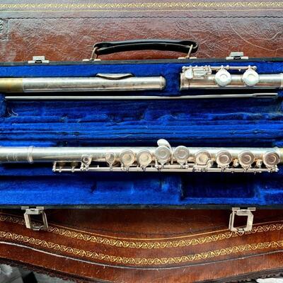 Antique W.T. Armstrong Silver Plated Flute in Original Case