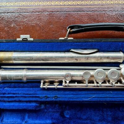 Antique W.T. Armstrong Silver Plated Flute in Original Case
