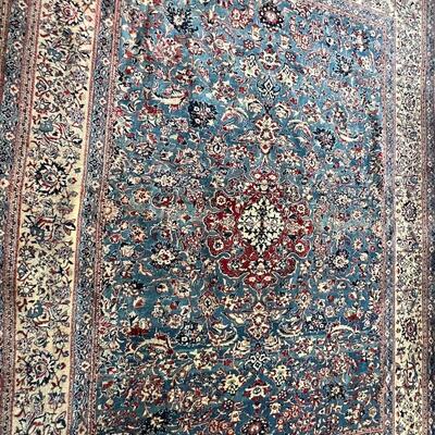 Authentic Hand Knotted Nain Tabas Persian Rug of Wool and Silk