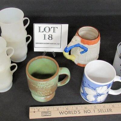 Lot of Mugs and Glass, Frankoma, Hawaii, Occupied Japan Figural, Koolaid