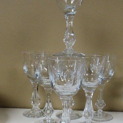 Vintage Tiffin Palias Versailles Set of 7 Vintage Matching Etched Tall Wines, 6 3/4" Tall