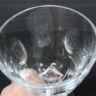 Vintage Tiffin Palias Versailles Set of 7 Vintage Matching Etched Tall Wines, 6 3/4" Tall