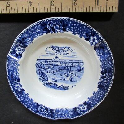 Vintage Grand Hotel On Mackinac Island Souvenir Ashtray, Old Staffordshire Ware, Jonroth, England