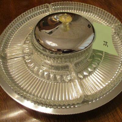 Glass Appetizer Platter with stainless bottom & lid