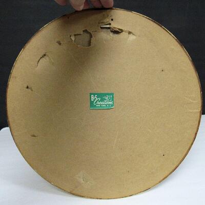 Round Porcelain Image Framed Wood With Fabric Frame