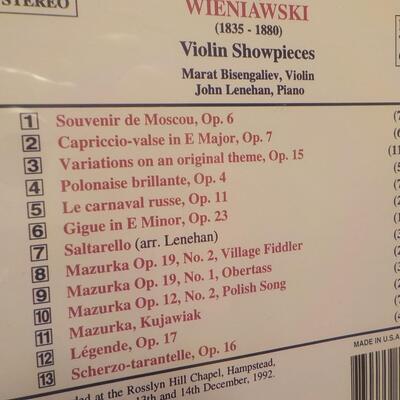 2 CD's Peter Tchalkovsky Glazunow and Henryk Wieniawski Violin Showpieces.