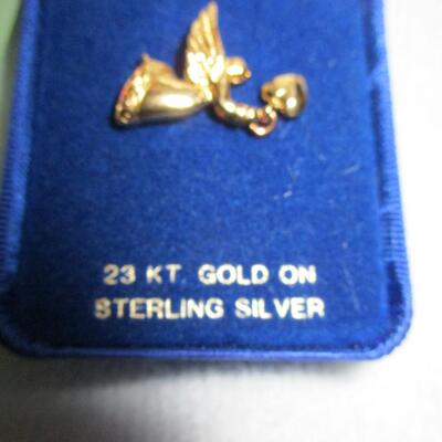 24kt Gold on Silver Angel Pin