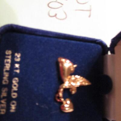 24kt Gold on Silver Angel Pin