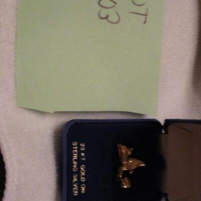 24kt Gold on Silver Angel Pin