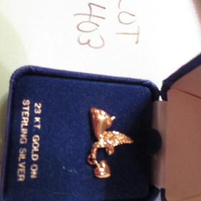 24kt Gold on Silver Angel Pin