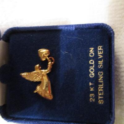 24kt Gold on Silver Angel Pin