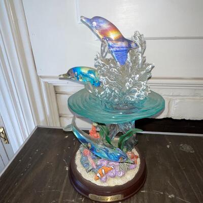 Lot 40 Tropical Group Fish Plate + Acrylic Dolphin Sculpture + Ice Bucket + Crystal Ball