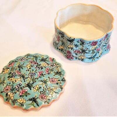 Lot #23   Decorative Center Bowl and Trinket/Powder Box with Asian Styling