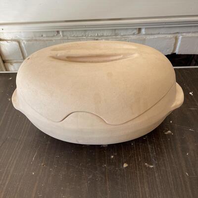 Lot 53 Terra Cotta Covered Egg Shaped Backing Dish Made France