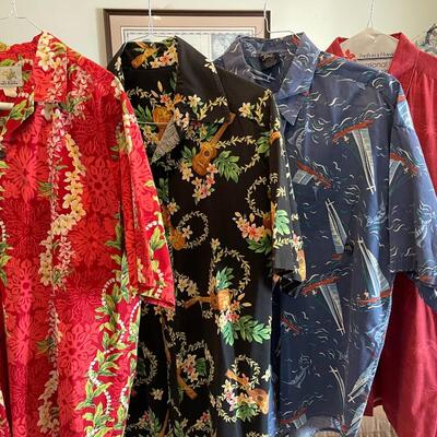 Lot 56 Lot 6 Cotton Blend Hawaiian Shirt Iconic Prints Size Large
