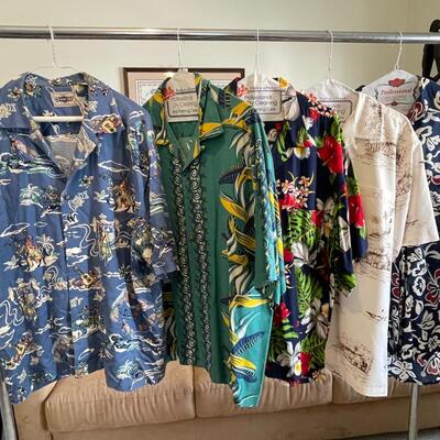 Lot 59 Group 5 Colorful Rayon Blend Hawaiian Shirts Medium & Large