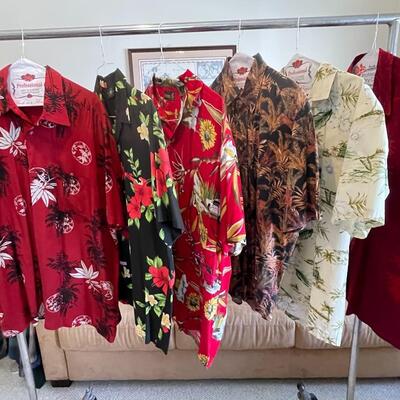 Lot 60 Group 6 Rayon & Cotton Blend Hawaiian Style Shirts Size Large