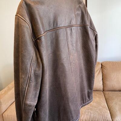 Lot 65 London Fog Mens Jacket Distressed Leather Fleece Lining