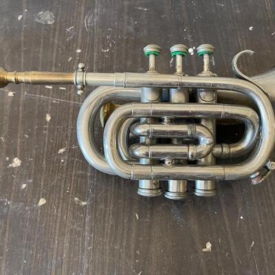 Lot 81 Vintage Pocket Trumpet No Case Mother Pearl Keys