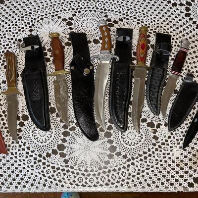 Lot 86 Collection 6 Fixed Blade Knives In Sheath Made In Pakistan