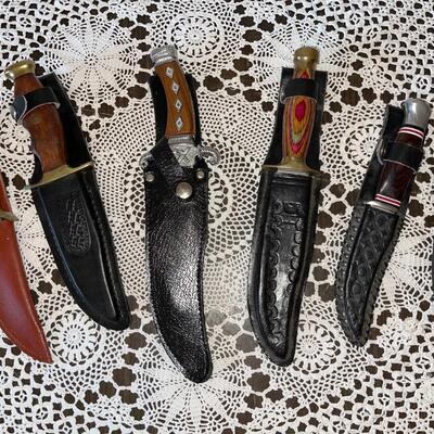 Lot 86 Collection 6 Fixed Blade Knives In Sheath Made In Pakistan