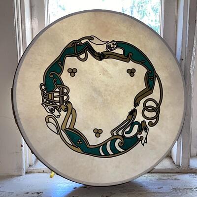 Lot 95 Group 3 Flat Drums Native Decoration 13" - 18"