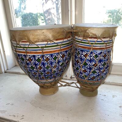 Lot 96 Double Ceramic Drums Decorative