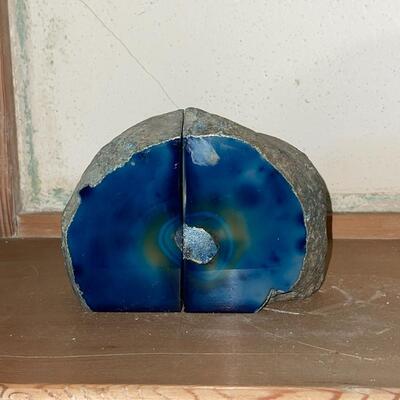 Lot 107 Polished Gem Mineral Rock Bookends Cobalt Blue