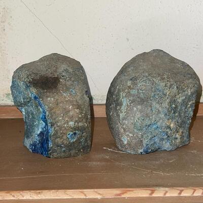 Lot 107 Polished Gem Mineral Rock Bookends Cobalt Blue