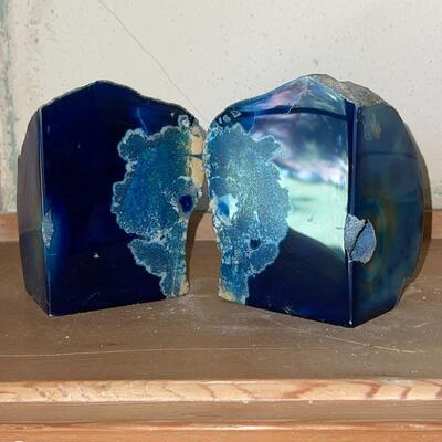 Lot 107 Polished Gem Mineral Rock Bookends Cobalt Blue
