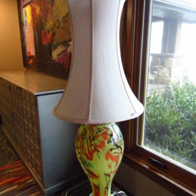 Colorful Glass Lamp with Shade Made by Allison K. West
