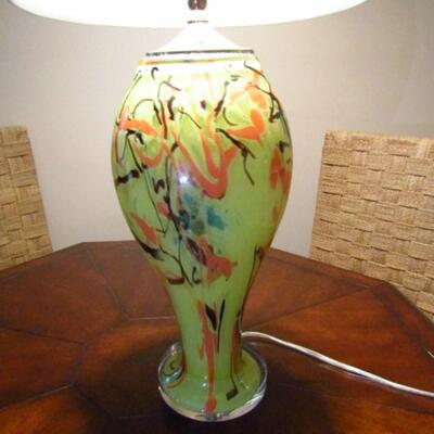 Colorful Glass Lamp with Shade Made by Allison K. West
