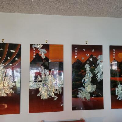 4 piece oriental wall art mother of pearl