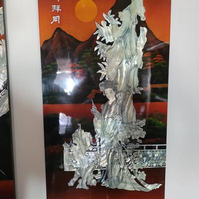 4 piece oriental wall art mother of pearl