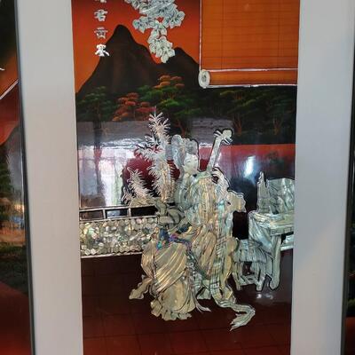 4 piece oriental wall art mother of pearl