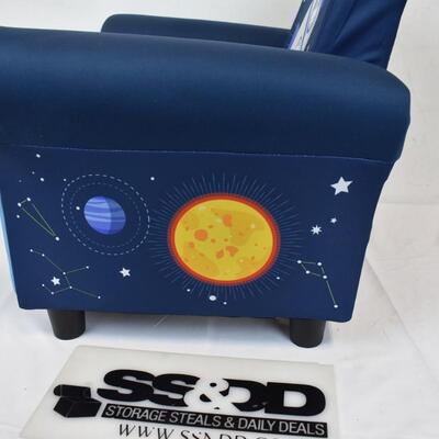 Children's Space Themed Chair, Stain on Back and Seat, Navy Blue