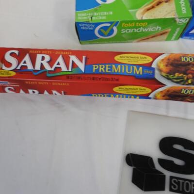 4 pc. Food Preserving Items, Plastic Bags, Saran Wrap, Aluminum Foil