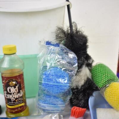15 Cleaning Supplies&Plastic Buckets: Wood Cleaner, Raid, Dustpan, etc