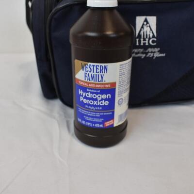 Medical Supplies +IHC Duffel: Gauze Pads, Hydrogen Peroxide, Saline Solution,etc