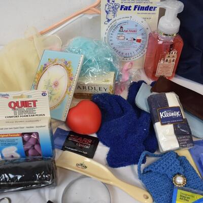 Personal Care Lot: Soap, Glasses Cleaners, Hangers, Earplugs, Umbrella, etc