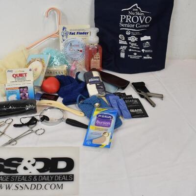 Personal Care Lot: Soap, Glasses Cleaners, Hangers, Earplugs, Umbrella, etc