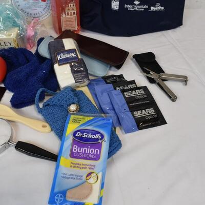 Personal Care Lot: Soap, Glasses Cleaners, Hangers, Earplugs, Umbrella, etc