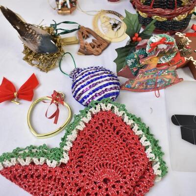 21 pc Holiday Lot: Christmas in My Heart, Soap Dispensers, Ornaments, Gift Bags