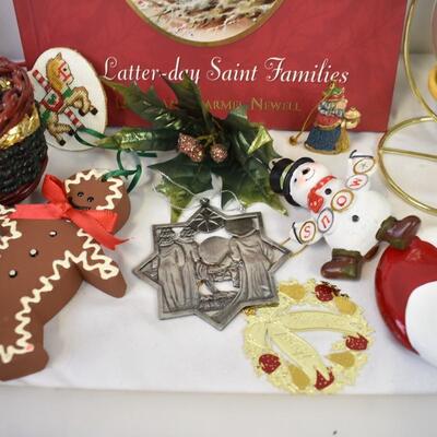 21 pc Holiday Lot: Christmas in My Heart, Soap Dispensers, Ornaments, Gift Bags