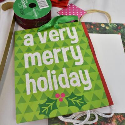 21 pc Holiday Lot: Christmas in My Heart, Soap Dispensers, Ornaments, Gift Bags