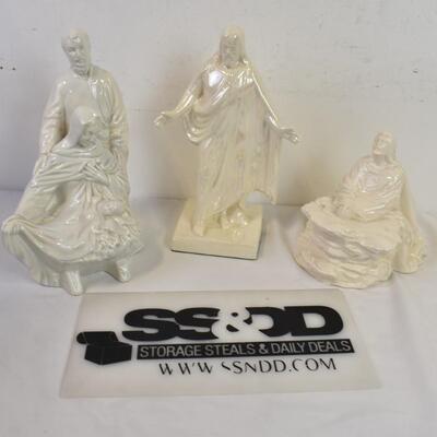 3 pc Christian Decor, Statues of Christ, Mary & Joseph