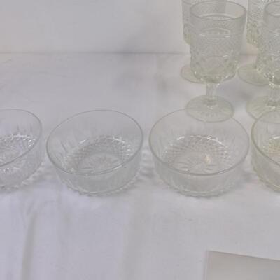 8 Crystal Glasses and 4 Trinket Bowls