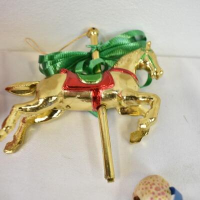 9 pc Ornaments, Carousel Horses, Wooden, Small Carousel Ornaments