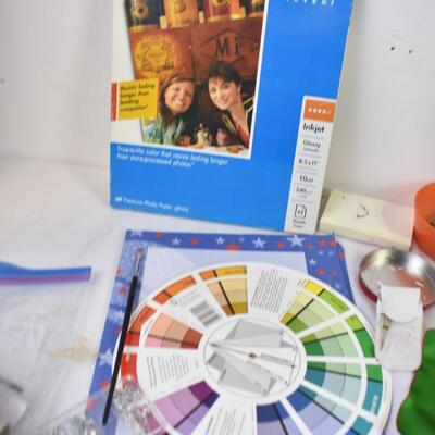 18+ pc Craft Lot: Photo Paper, Glue Gun and Glue Sticks, Fuax Flowers