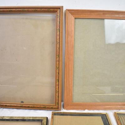Lot of 10 Frames, Wooden, Gold, 8" x 10" and Other Assorted Sizes